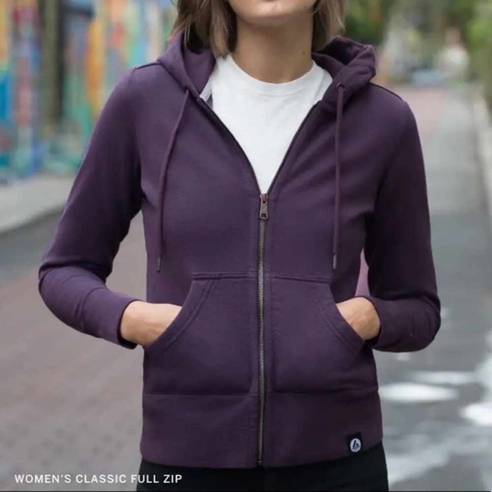 American Giant Women’s Classic Zip Hooded Sweatshirt Purple Grape M Medium EUC